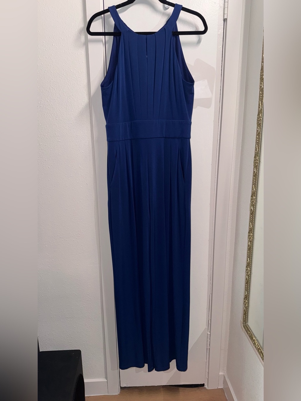 Vince Camuto Blue Pleated Halter Neck Wide-Leg Jumpsuit Size Medium NWOT
